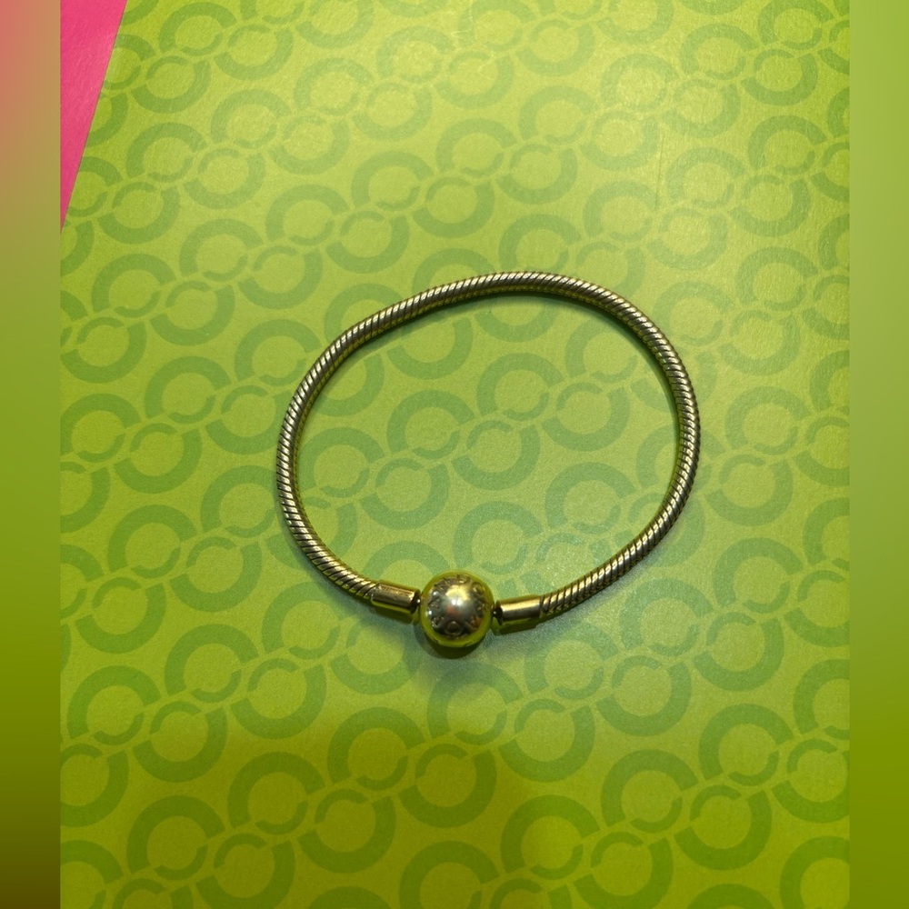 Authentic PANDORA Moments 14k Gold Plated Snake Chain Charm Bracelet 6.5